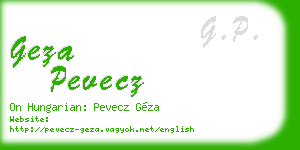 geza pevecz business card
